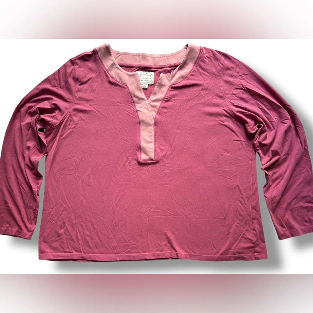 Evy's Tree The Joni 3/4 Sleeve Layered V-Neck Relaxed Blouse size XXL 2XL Cotton